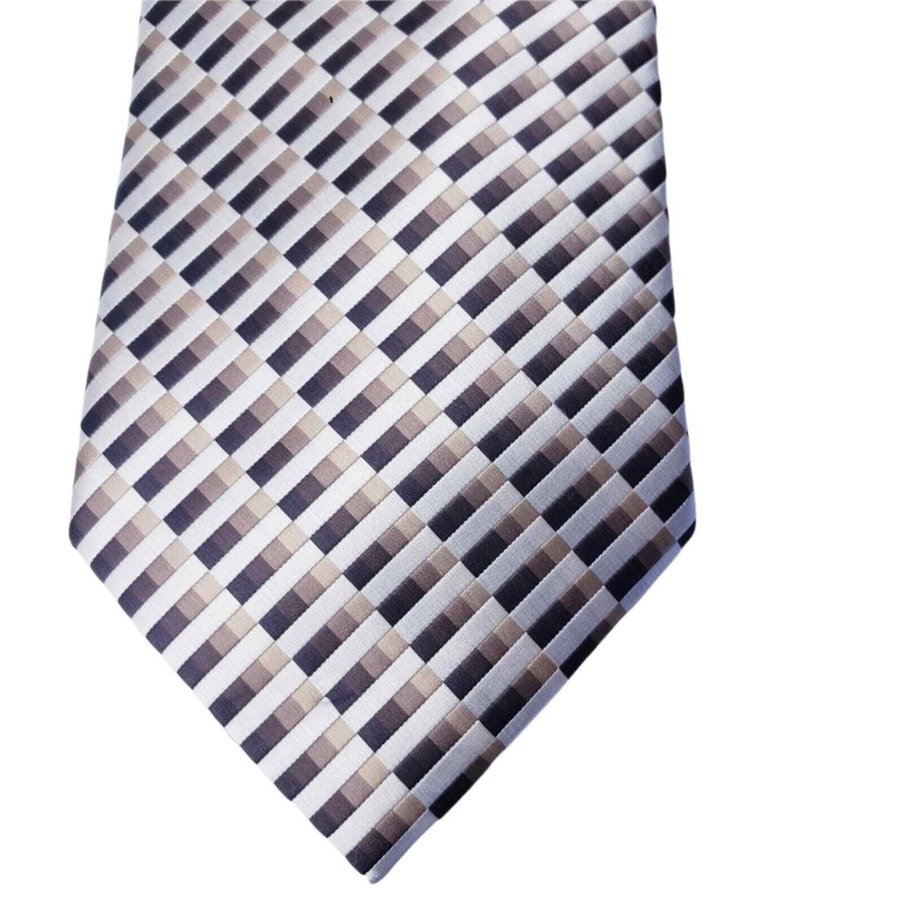 RENZO‎  Geometric Pattern Pure Silk Hand Made Tie
